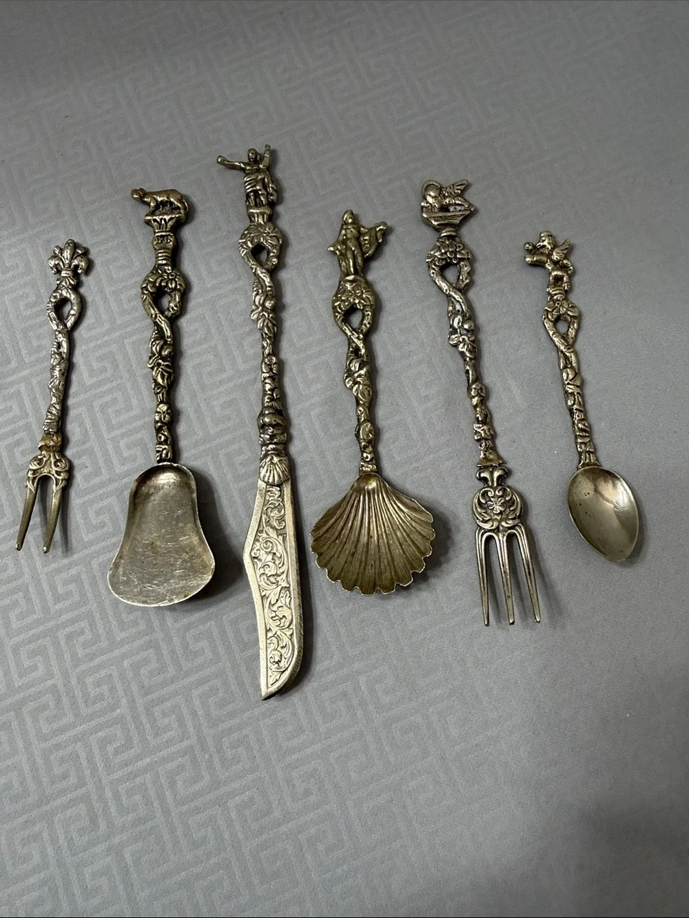 Vintage Italian Ornate Hors D’oeuvre Appetizer Decorative Utensils Set of 6